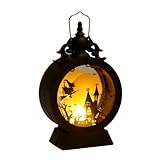 Fiegcit ハロウィン装飾 LED ランタン カボチャ ゴースト 魔女 ランタン ハロウィン デコレーション ライト カボチャ エントランス スタチュー ハロウィン デコレーション パーティー デコレーション ランタン 小型 軽量 ポータブル デコレーション (魔女)