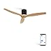 CREATE / WINDCALM DC / Ventilador techo motor DC negro aspas madera natural / Silencioso, temporizador, con WIFI