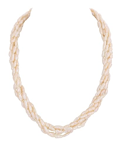 Real Natural Fresh water Pearl Necklace and Earrings Set With Cer...