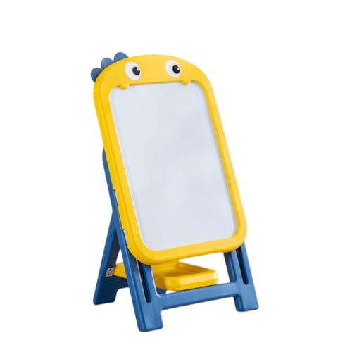 お絵描きボード 子供用 チェア付き 高さ調節可能 折りたたみ式 豊富なアクセサリ イーゼル 大きい 無臭無毒 HDPE製 描画と消去が簡単 ホワイトボード 収納トレイ付き 軽量 知育玩具 子供 おえかきボード 落書き 磁気筆書板 製図板 (製図板,黄色い恐