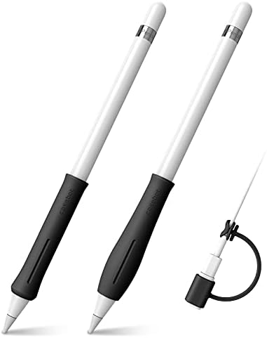 Fintie Silicone Grip Holder for Apple Pencil 1st 2nd Generation, Protective Skin Sleeve Case Accessories Compatible with Apple Pencil 1 2, iPad 10.2, iPad 6th Gen, iPad Pro 11/12.9, Black