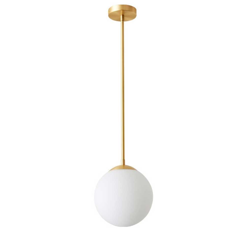 HUAYUSEDF Nordic Brass Globe Pendant Light Glass Sphere Fixture with Gold Finish Metal Hardware Single Ceiling Hanging Lamp for Bedroom Kitchen Island Lighting 6 Inch Wide