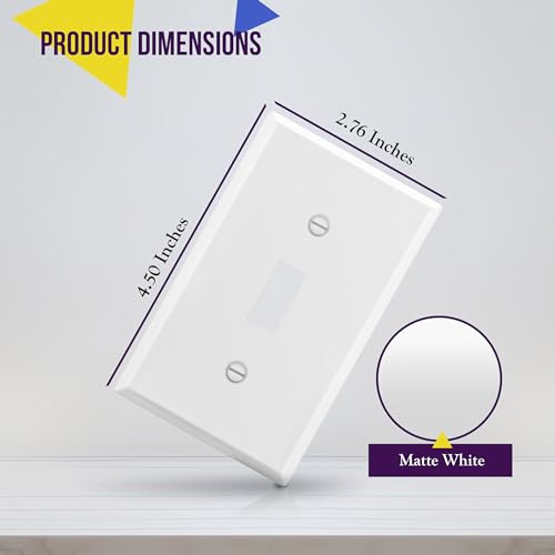 Image of ENERLITES Toggle Light Switch Metal Cover Plate, Wall Plate, Corrosion Resistant, Standard Size 1-Gang 4.50 inch x 2.76 inch, Powder Coated Stamped Steel, 7711-WG, White Gloss | Fits standard toggle switches; Rust-proof stamped steel; Smooth gloss finish; Standard 1-gang; 7711-WG