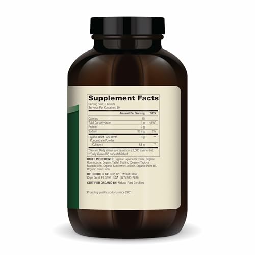 Image of Dr. Mercola Organic Bone Broth Collagen - Organically Raised Grass-Fed Beef - Dietary Supplement - Supports Bone and Joint Comfort - USDA Organic, Non-GMO - 90 Servings (270 Tablets)