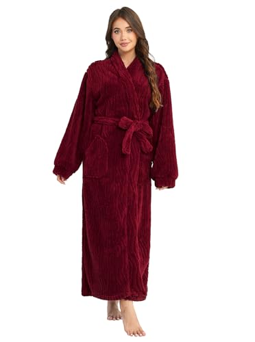 Image of Hellomamma Long Bath Robe for Womens Plush Soft Fleece Bathrobes Nightgown Ladies Pajamas Sleepwear Housecoat