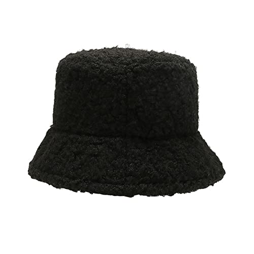 Warme Bucket Hat,Damen Fischerhut Winter Warme Eimer Hut für Mädchen Flauschige Bucket Hat für Haus Outdoor Unisex Cover