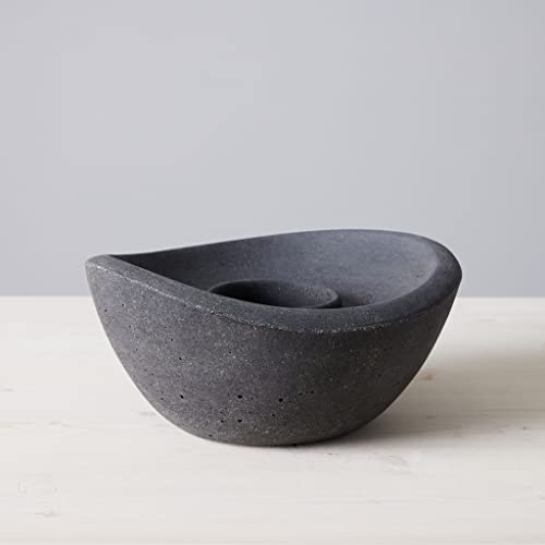 TerraFlame Wave Tabletop Fire Bowl | Portable Concrete Fire Pit for Indoor/Outdoor Use | Includes 1 Gel Fuel Can | Clean Burning & Smoke-Free | Cork Base | StoneCast Graphite Finish