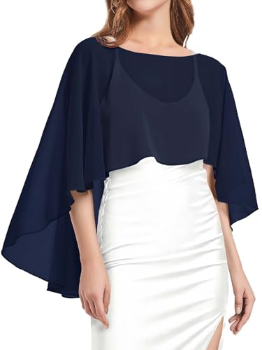 Image of Women Shawl and Wraps for Evening Dress Chiffon Cape Sheer Poncho Cover Up