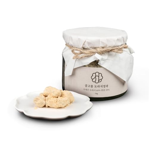 SEOGA Soft Dried Honeyed Bellflower root with soybean powder Jeonggwa(70g x 1 bottle), 56% Korean Ballon Flower Root, 20% Korean Soybean powder Immune Boosting & Digestive and Detox Support Natural Throat Soother