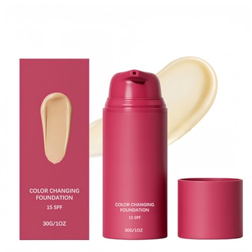Color Changing Foundation Skin Tone Adapting Liquid Foundation for Natural Finish Lightweight Buildable Coverage SPF 15 Makeup for All Skin Types 1 Fl Oz (A)