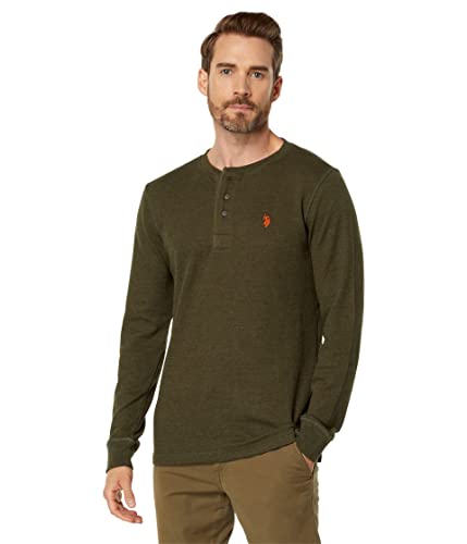 U.S. Polo Assn. Long Sleeve Solid Thermal Henley Army Heather MD