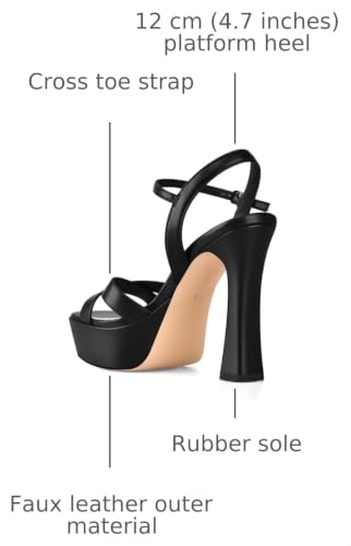 Image of Platform Heels for Women Chunky High Heel Sandals with Ankle Strap, Open Toe Dress Shoes for Work Party Evening Wedding
