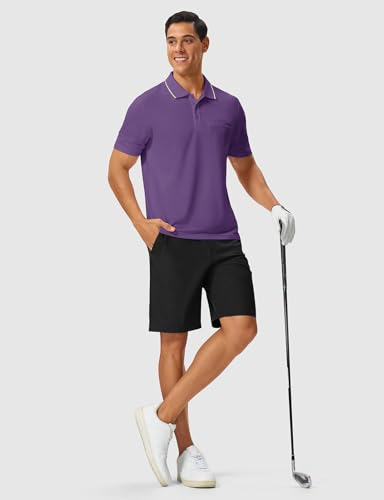Image of Rdruko Men's Polo Shirts Short Sleeve Quick Dry Outdoor Golf Sports Shirts with Pocket