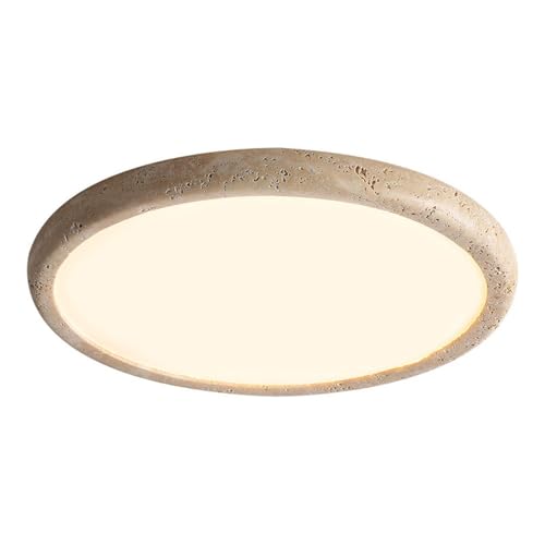 Plafonnier de style japonais en travertin jaune véritable 48cm