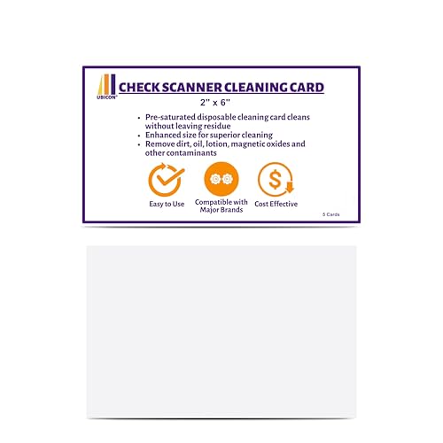 Carte de nettoyage scanner chèques compatible nettoyant pré-saturé grand format