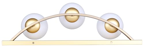 Canarm Monroe 24" 3-Light Mid-Century Modern Gold Bathroom Vanity Light with White Glass Shades, Wall Sconce for Mirror & Powder Room by Canarm - Used condition - Image 6