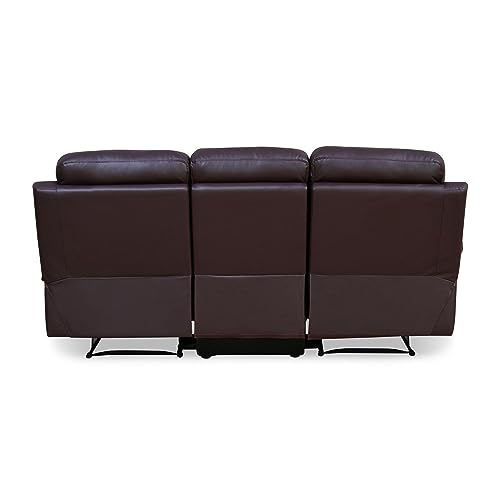 Image of Torque - Weston 3 Seater Leatherette Manual Recliner | Recliner Sofa /Chair for Living Room, Bedroom, Office (Brown) | 1 Year Warranty