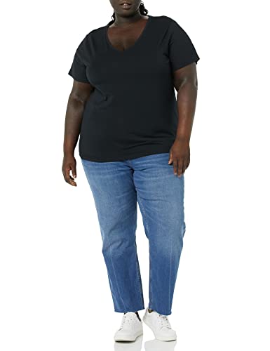 Image of Amazon Essentials Women's Plus Size Short-Sleeve V-Neck T-Shirt