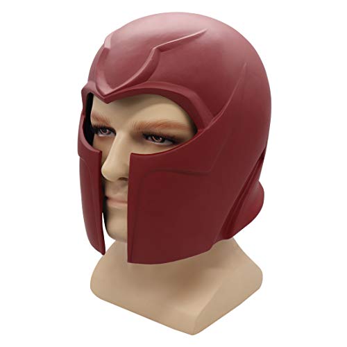 Men's Magneto Helmet Cosplay Mask Full Head Collectable Halloween Accessory Prop (Red)