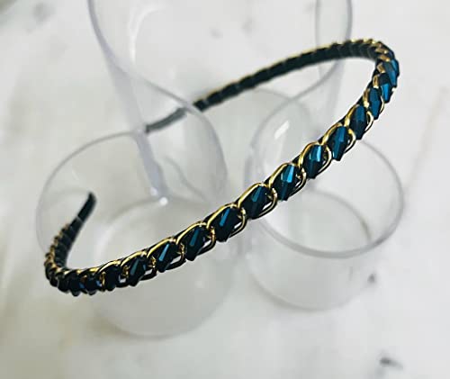 Image of Plastic with Stone Sleek Chain with Rainbow Beige Drum Stone Chain Stones Hairbands /Headbands for Girls & Women (Pack of 1)