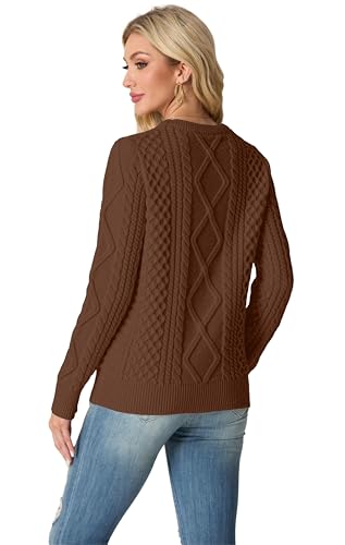 Image of GRECERELLE 2026 Womens Fall Winter Long Sleeve Casual Pullover Sweater Tops | Crewneck, Cable Knit, Chunky, Vintage Style, Anti-static(XS-2XL)