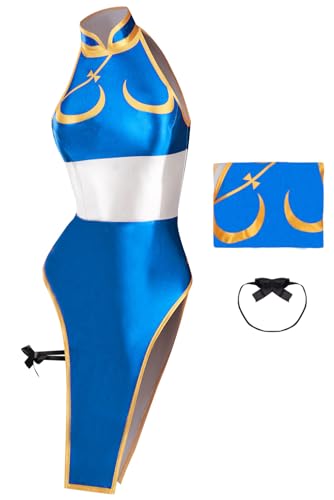 Alleyon Womens Cheongsam Cosplay Dress Game Costume Slit Halloween Outfit