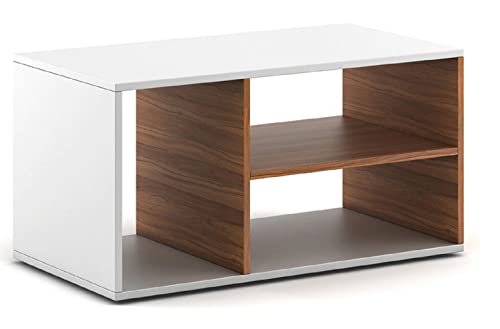 Image of MAMTA Decoration Engineered Wood Center Coffee Table with Storage for Living Room Home Wooden Tea Tables Furniture (Walnut and White)