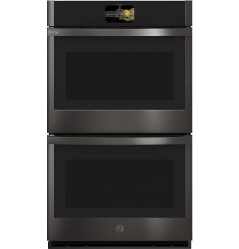 Image of GE Profile 30 in. Smart Double Electric Wall Oven with Convection Cooking in Fingerprint Resistant Black Stainless Steel PTD7000BNTS