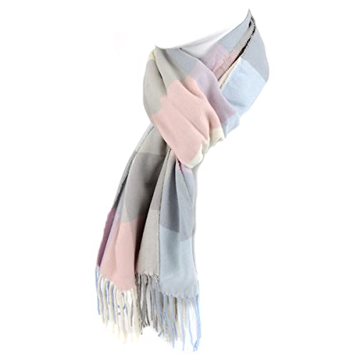 Image of Nollia Plaid Fall /Winter Scarf for Men & Women-Plaid Color Cashmere Feels Acrylic Scarves