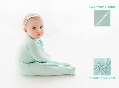 Image of bebon Transition Swaddle - Baby Wearable Blanket - Cozy Sleep Sack, Wrap | with 2-Way Zipper (Dreammint, Small 4-8 Month)