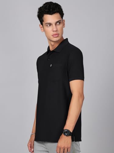 Image of Lux Cozi Men's Cotton Blend Polo T-Shirt with Chest Pocket | Collar T-Shirts for Men | Half Sleeves | Plain - Regular Fit (Pack of 2)