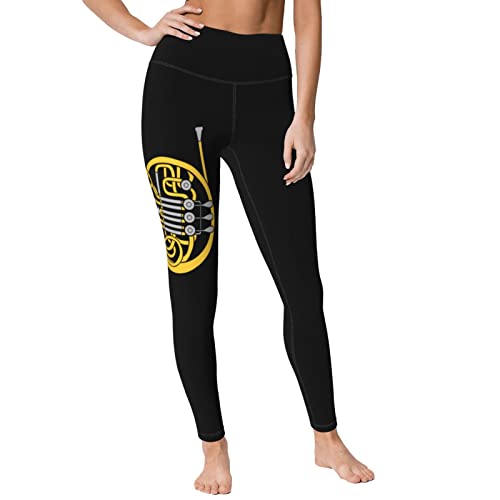 French Horn Women's Yoga Pants Capri Leggings High Waist Tights Skinny Pants Black