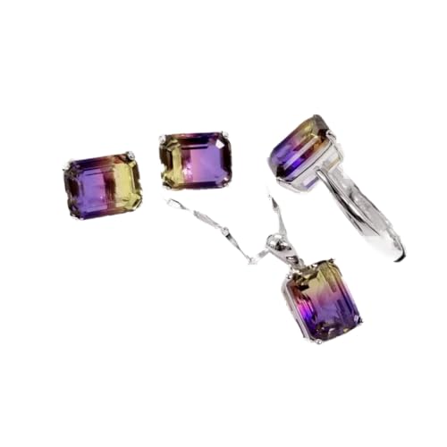 Ensemble de bijoux pour femmes en argent S925 et cristal carré rétro