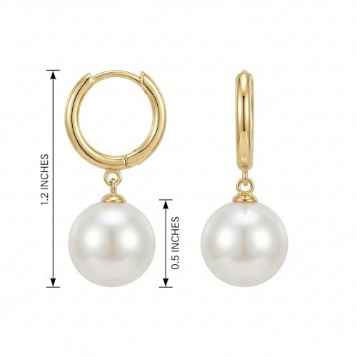 Image of Gold Starfish Mermaid Tail Dangle Drop Earrings for Women, Trendy Cute Pearl Fish Tail Shell Textured Hoop Dangling Earing Summer sea Beach Jewelry Gift.