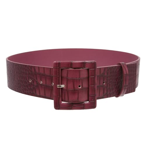 2 1/4" Wide Ladies High Waist Faux Crocodile Print Patent Leather Fashion Belt2