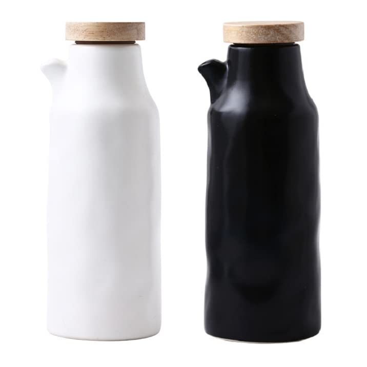 Botella de Aceite de cerámica, Botella dispensadora de Aceite para Cocina, Botella dispensadora de cerámica, Botella de Salsa de Soja, Recipiente de condimentos de Salsa de Soja, 2 Piezas