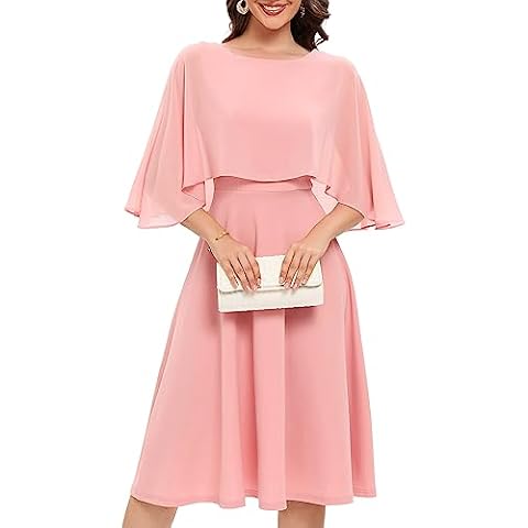 Fynadressr Women’s Chiffon Overlay Cape Dress Cover