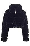 Righe in Ecopelle NOSECRETS Giacca Donna Cropped Eco pelliccia bomber Nero (IT, Testo, L, Regular, Corto, Nero)