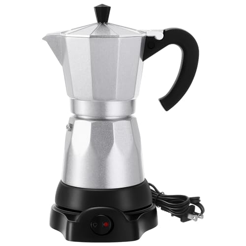 Coffee Pot 6 Cup Electric Espresso Coffee Maker Italian Moka Maker 300ml Portable Aluminum Espresso Machine Cafetera Moka Pot with Detachable Base, Gift for Home Travel(Aluminum Color)