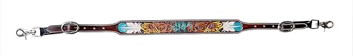 CHALLENGER Horse Western Cactus Feather Tooled Adjustable Leather Wither Breast Collar Strap 105HR77