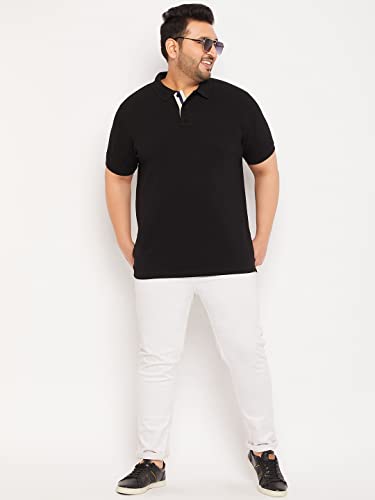 Image of Club York Men Cotton Blend Half Sleeve Polo Neck Solid Plus Size T-Shirt