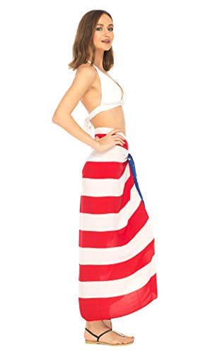 SHU-SHI Womens Beach Swimsuit Cover Up American Flag Sarong Wrap & Coconut Clip2