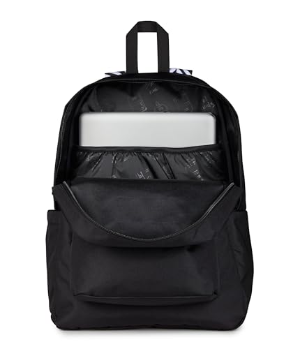 Image of JanSport SuperBreak Plus Backpack with Padded 15-inch Laptop Sleeve and Integrated Bottle Pocket - Spacious and Durable Daypack for Work and Travel, Surreal Swirlies Con Black /Black /White /Black