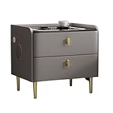 Intelligenter Nachttisch mit kabellosem Laden, LED-Licht, 2 Schubladen, moderner Nachttisch, Schlafzimmer, Pelz, Wohnzimmer, Aufbewahrung, graues Finish