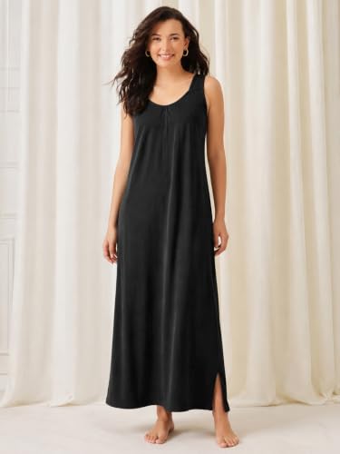 Image of Clovia Sleeveless Long Nighty for Women with Side Slits