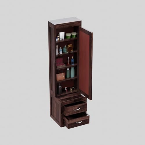Image of Credenza Sheesham Wood Dressing Table with 2 Drawer Storage for Living Room Bedroom Wooden Vanities for Home Solid Wood Bedroom Furniture (Walnut Finish)