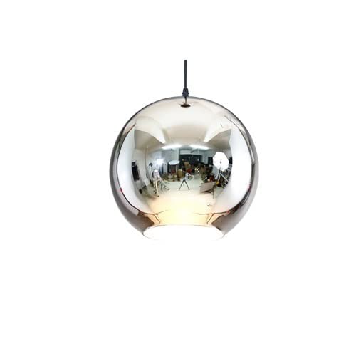 Plafond led suspendu miroir chrome et lanterne e27