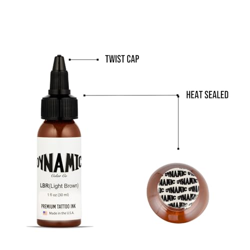 Image of Dynamic Color Light Brown Tattoo Ink, Made in USA Since 1990, 1 oz | Sterilized and lot-numbered for full traceability; established American brand trusted by artists worldwide