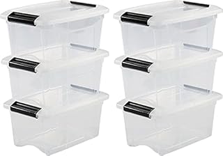 Iris Ohyama, Set of 6, Storage Boxes, 5 L, with Snap Closure, Stackable, Living Room, Bedroom, Garage - New Top Box NTB-5 - Silver