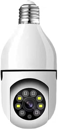 Light Bulb Security Camera, Full-HD 1080P 360 Degree Panoramic 2.4G Wireless WiFi Camera, with Infrared Night Vision & Motion Detection & 2-Way Audio Home Camera for Baby/Elder/Pet
